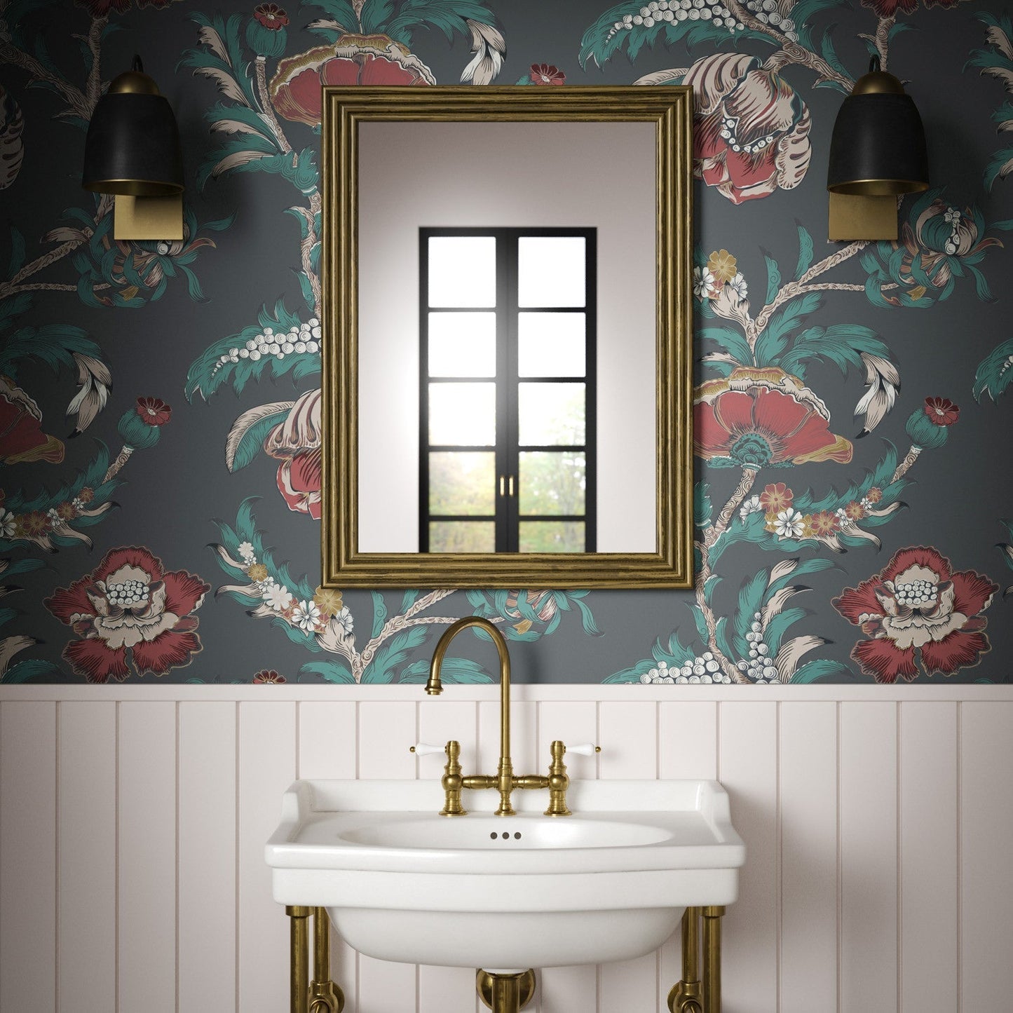 Georgiana Wallpaper - Charcoal - Warner House - Premier Wallcovering