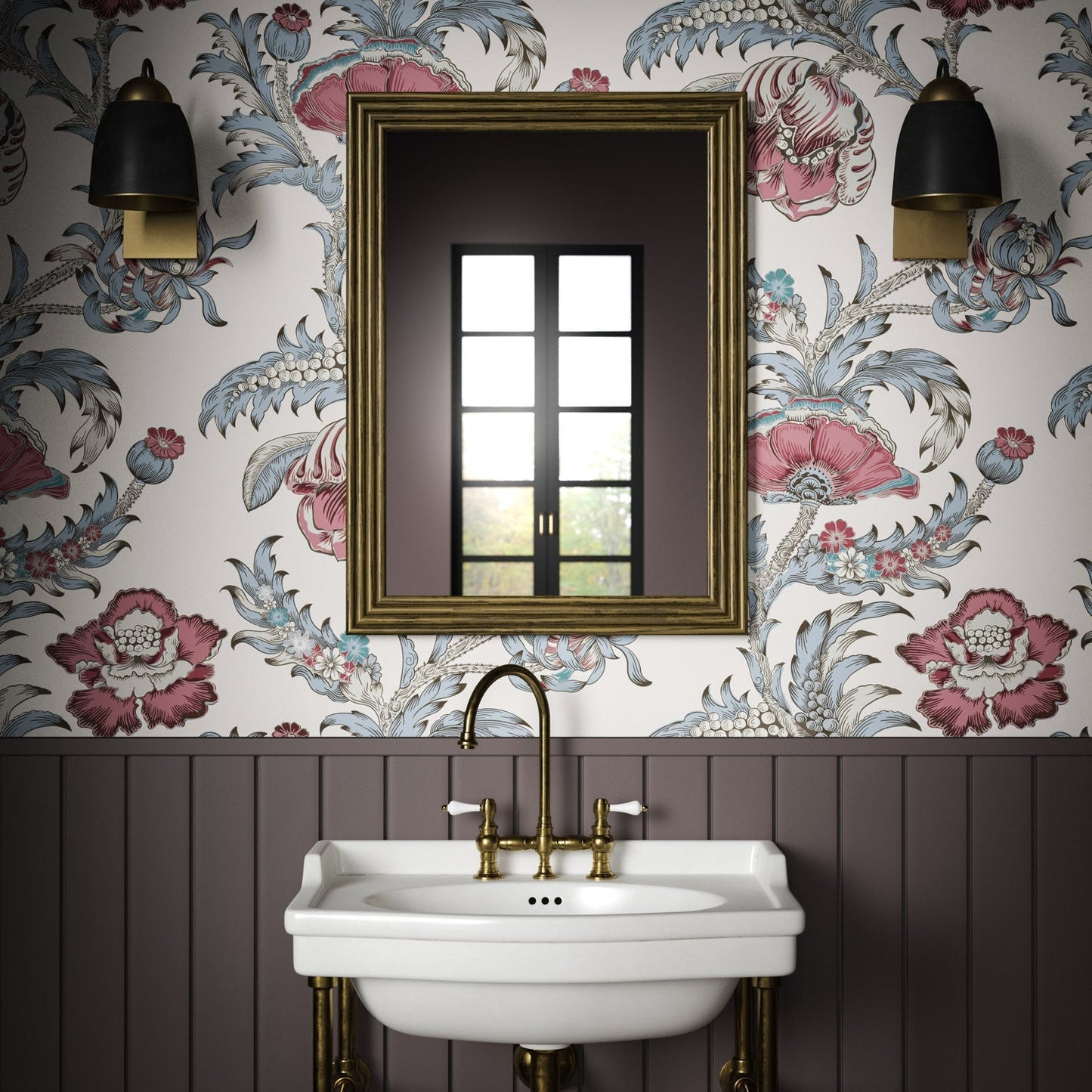 Georgiana Wallpaper - Raspberry - Warner House - Premier Wallcovering