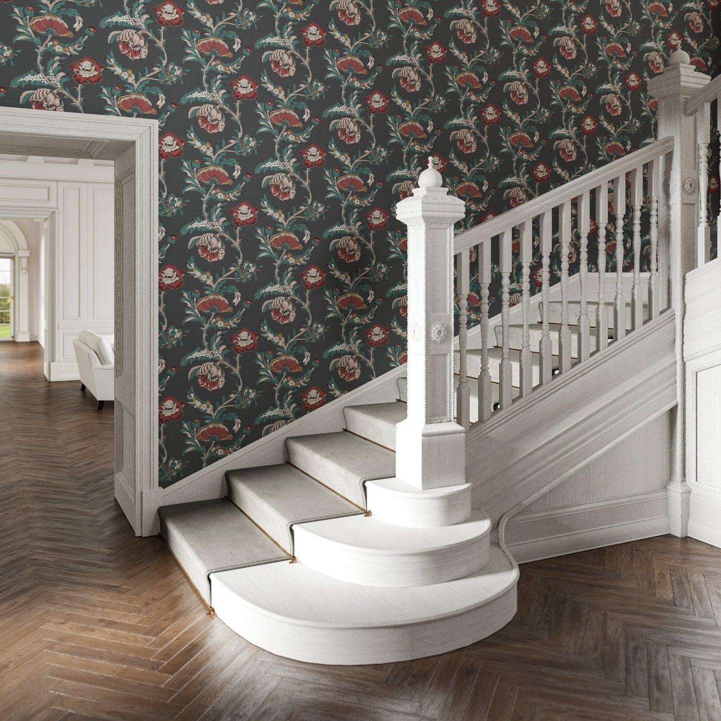 Georgiana Wallpaper - Charcoal - Warner House - Premier Wallcovering