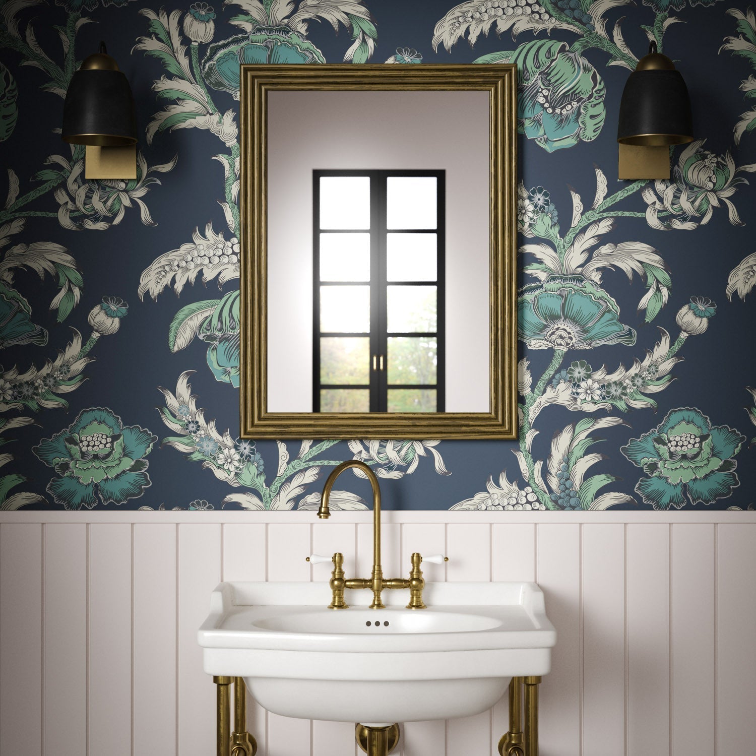 Georgiana Wallpaper - Navy - Warner House - Premier Wallcovering