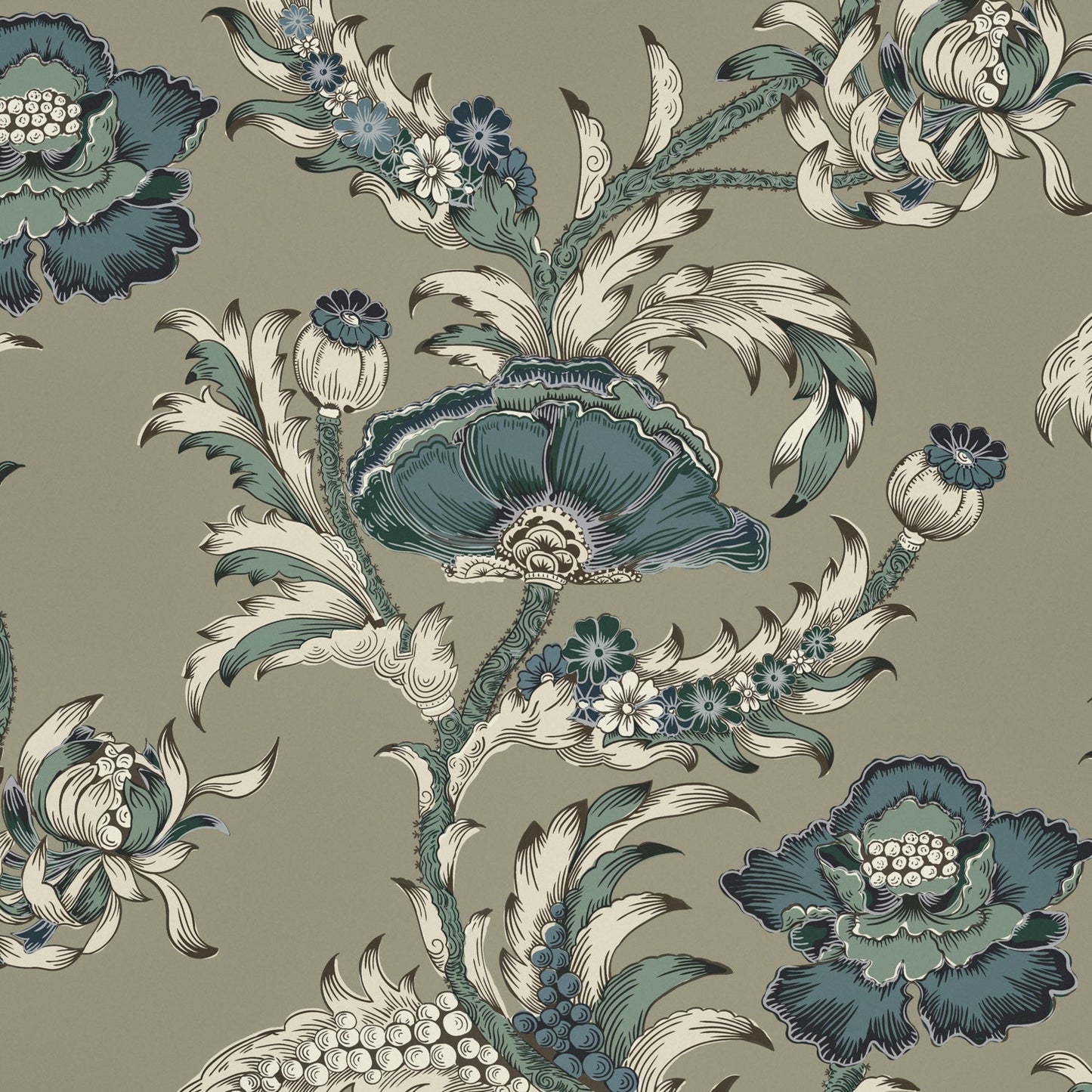 Georgiana Wallpaper - Olive - Warner House - Premier Wallcovering