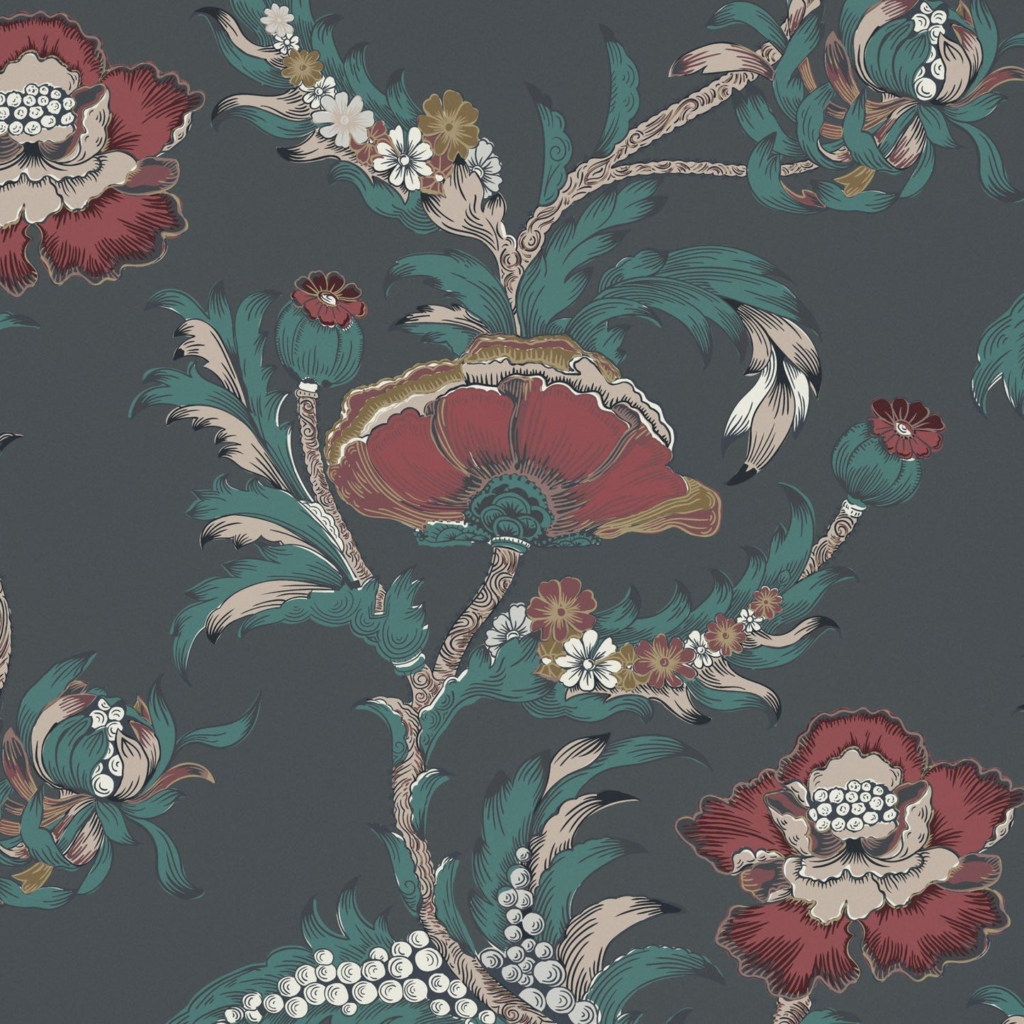 Georgiana Wallpaper - Charcoal - Warner House - Premier Wallcovering