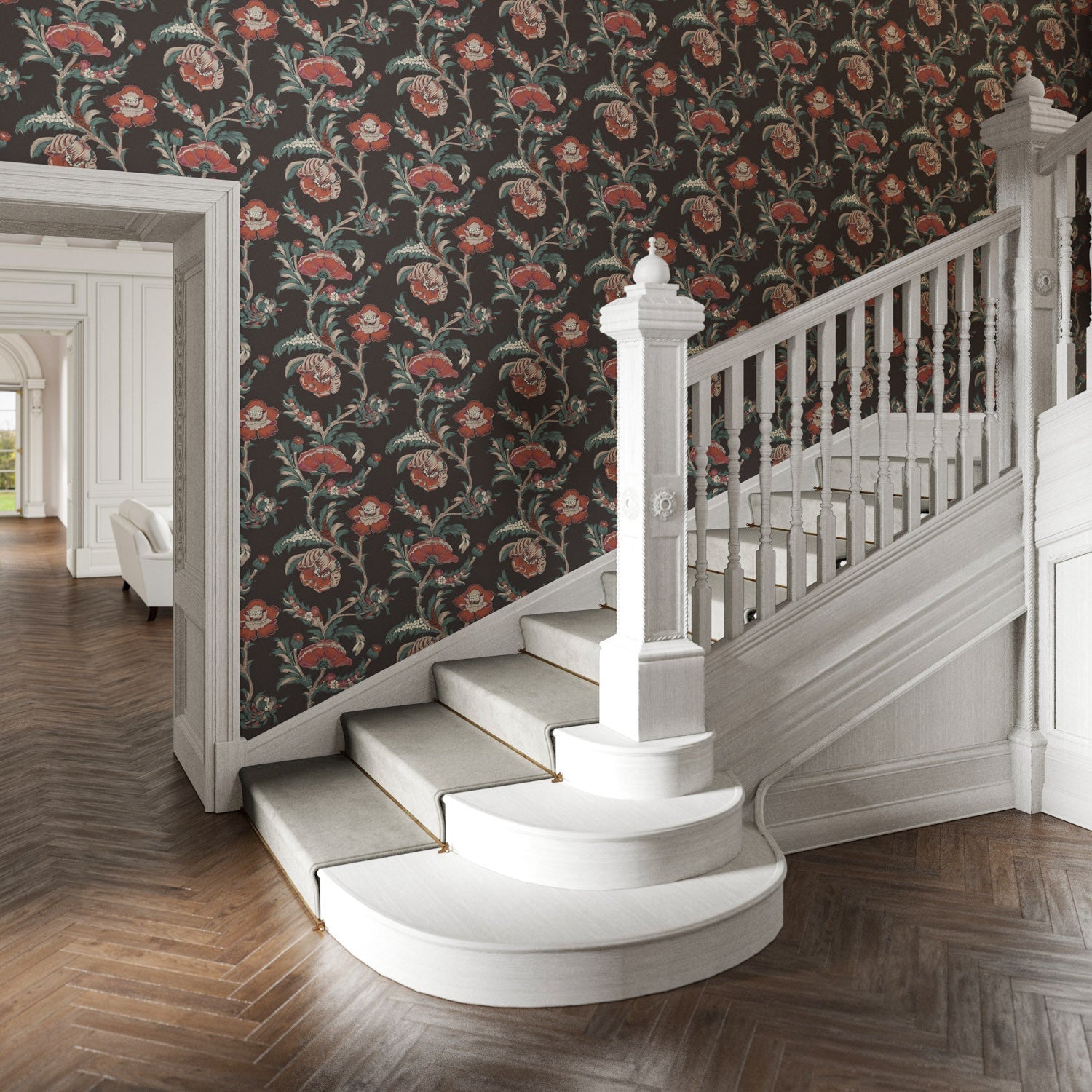 Georgiana Wallpaper - Jet - Warner House - Premier Wallcovering