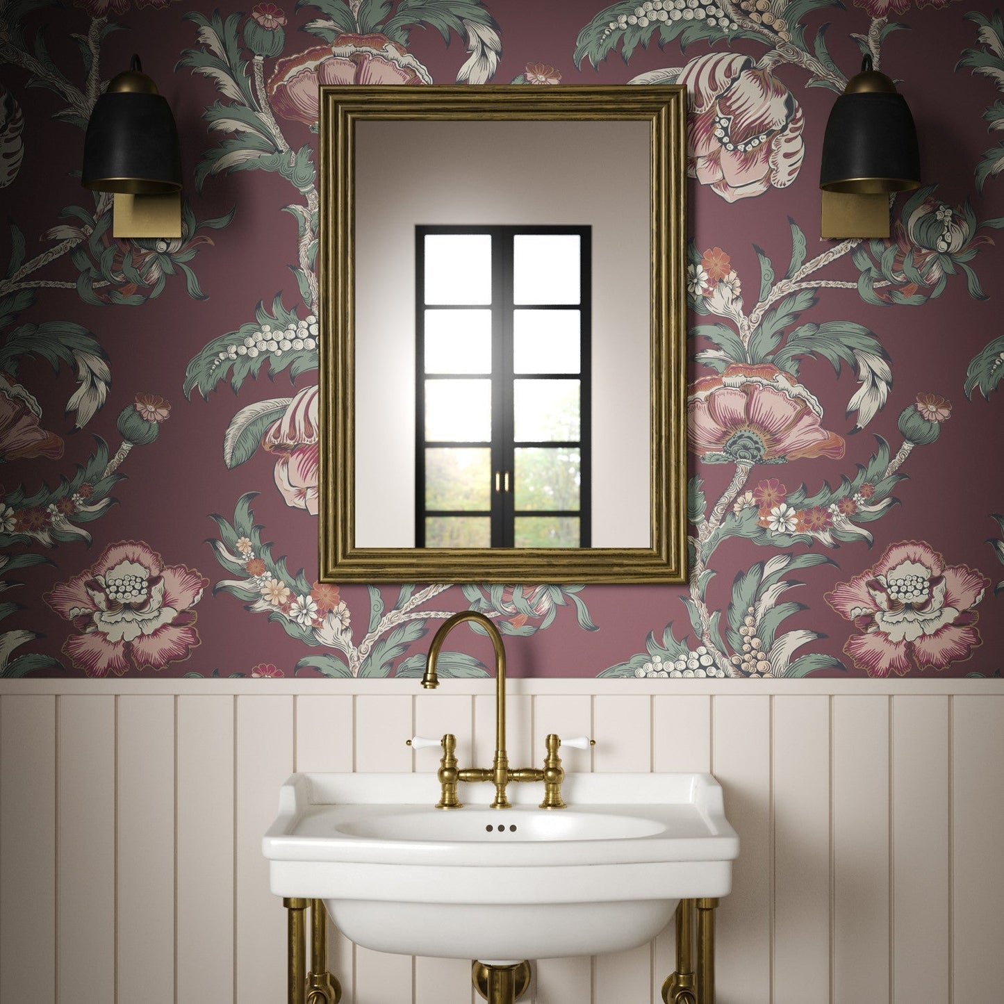 Georgiana Wallpaper - Claret - Warner House - Premier Wallcovering