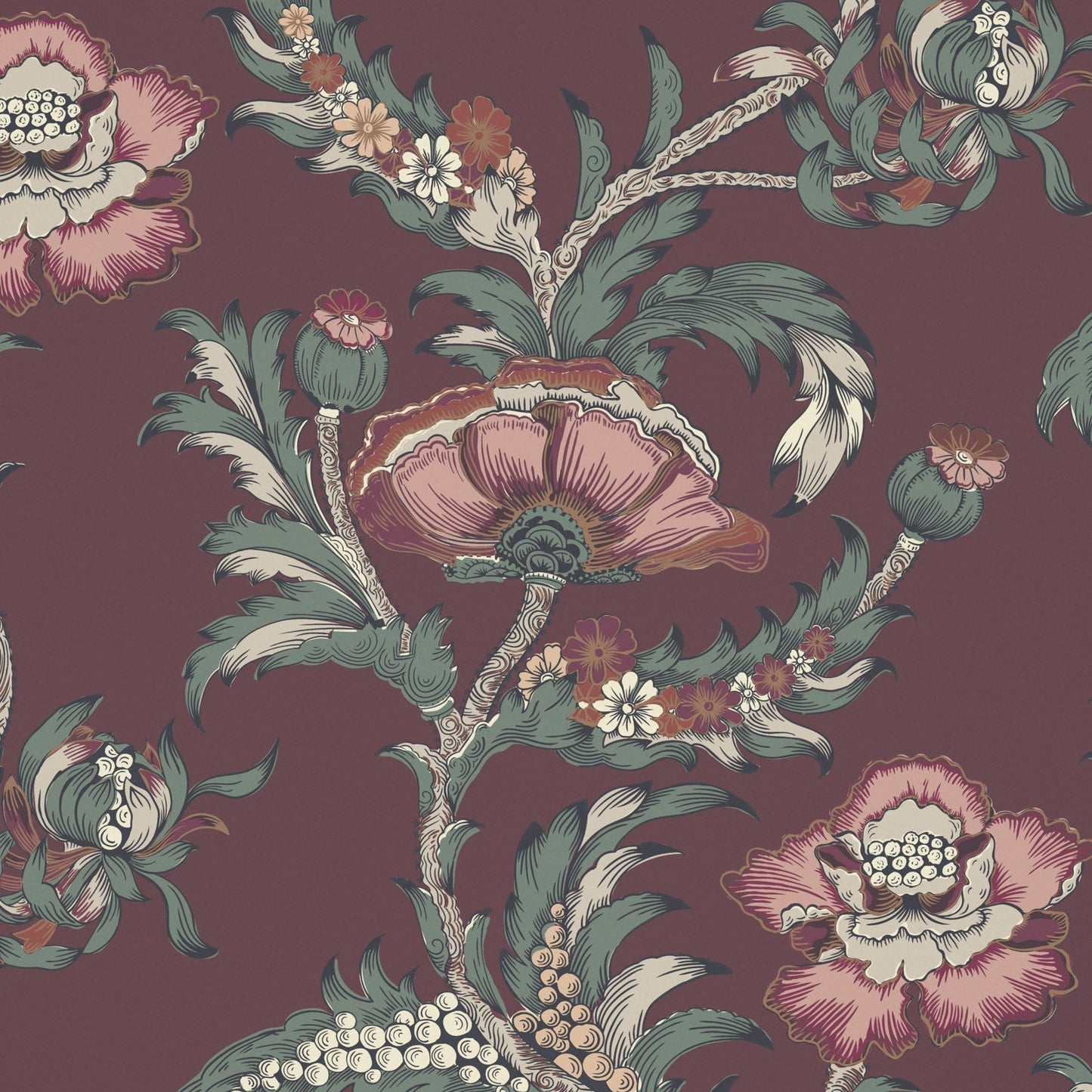 Georgiana Wallpaper - Claret - Warner House - Premier Wallcovering