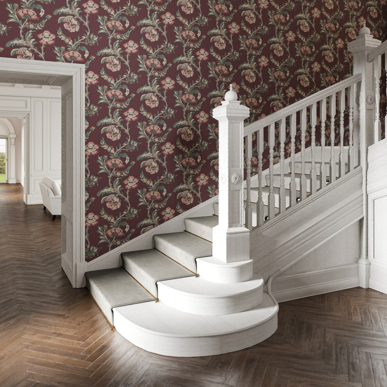 Georgiana Wallpaper - Claret - Warner House - Premier Wallcovering