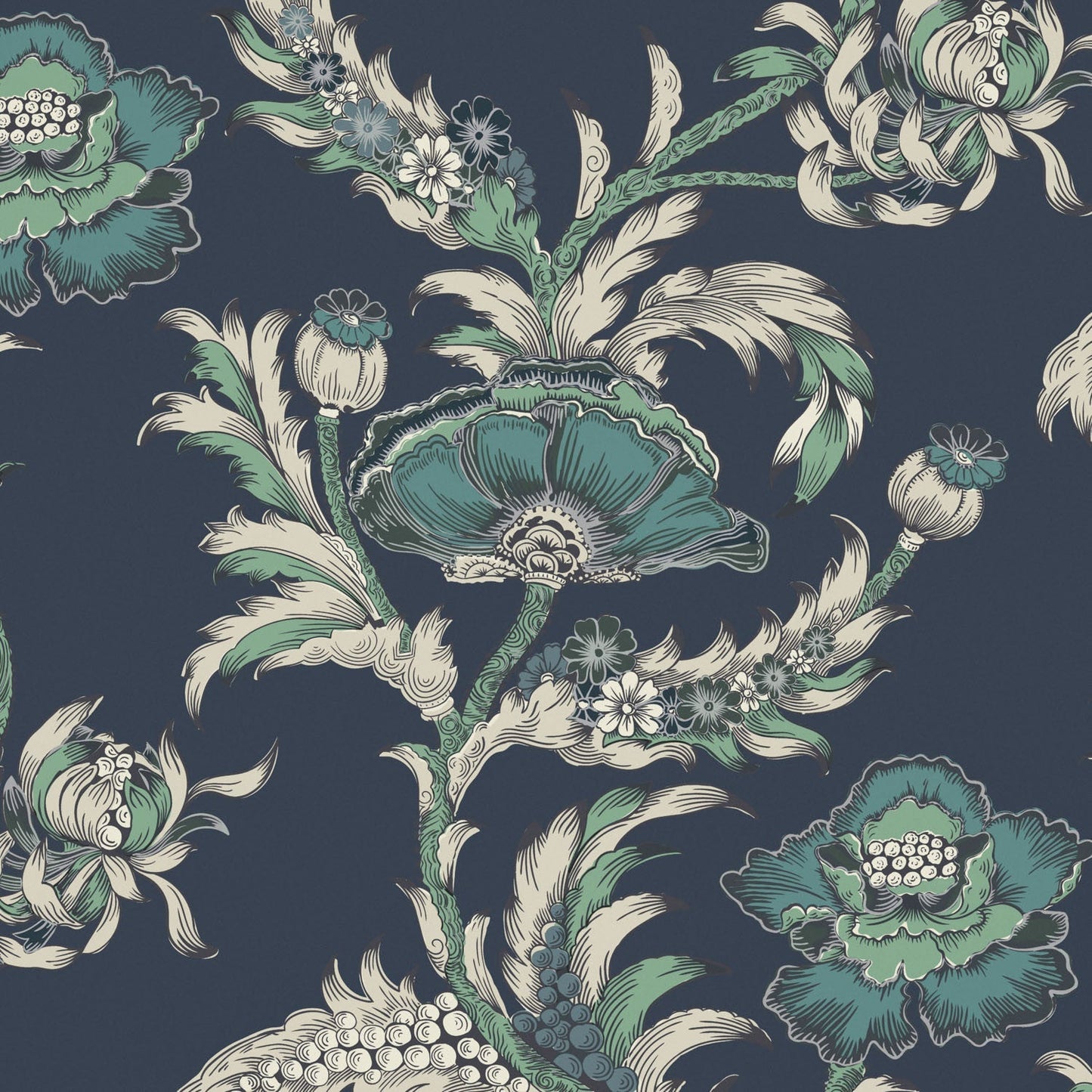 Georgiana Wallpaper - Navy - Warner House - Premier Wallcovering