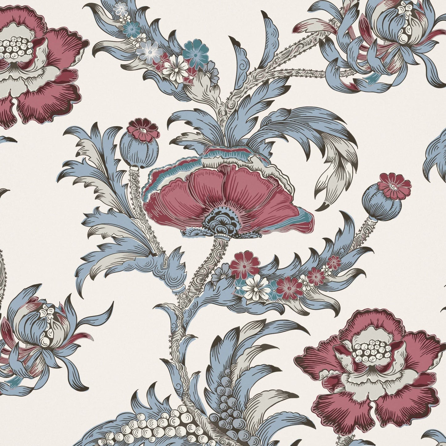 Georgiana Wallpaper - Raspberry - Warner House - Premier Wallcovering
