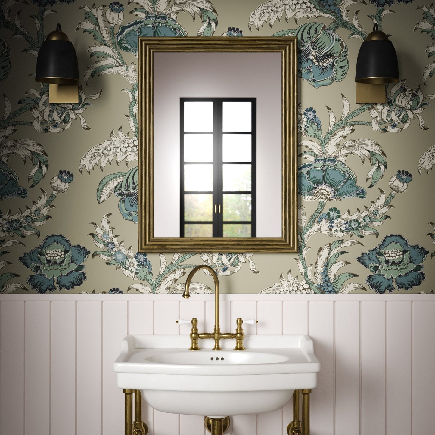 Georgiana Wallpaper - Olive - Warner House - Premier Wallcovering