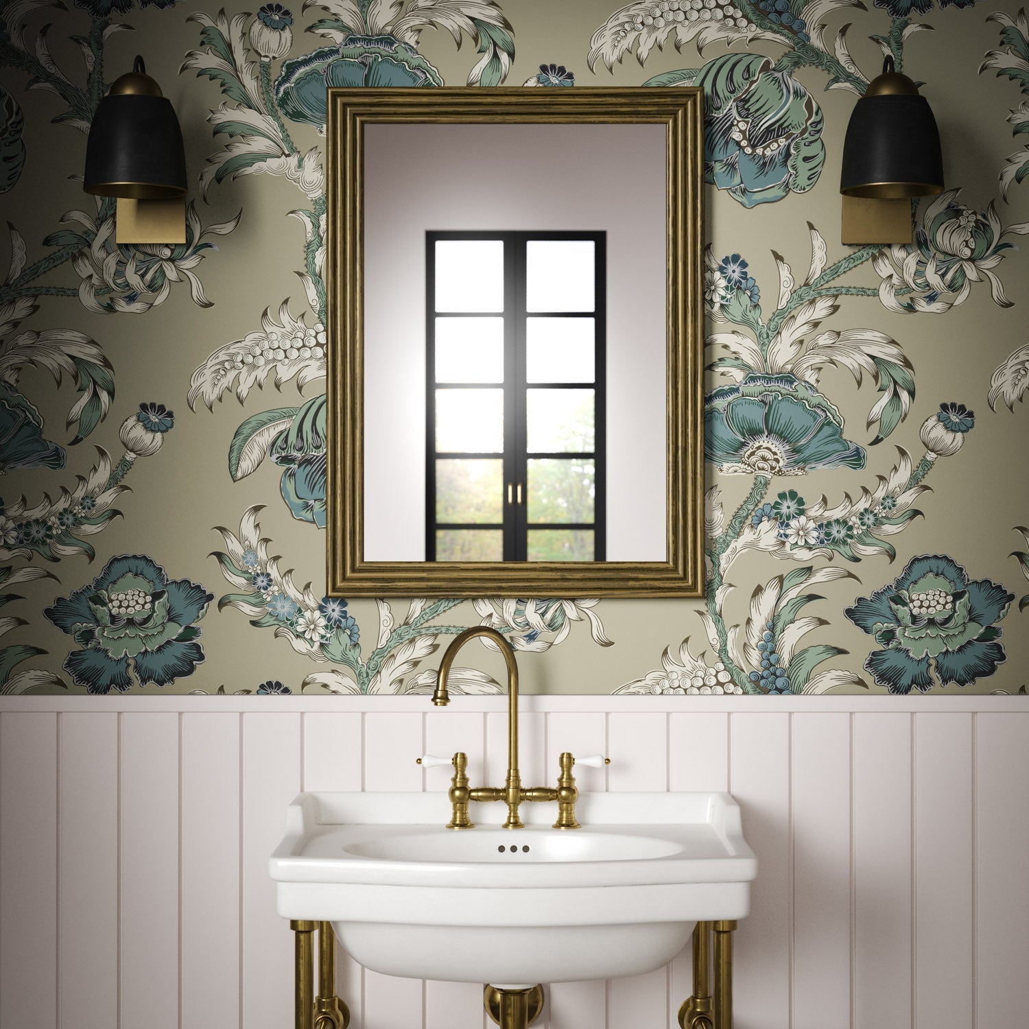 Georgiana Wallpaper - Olive - Warner House - Premier Wallcovering