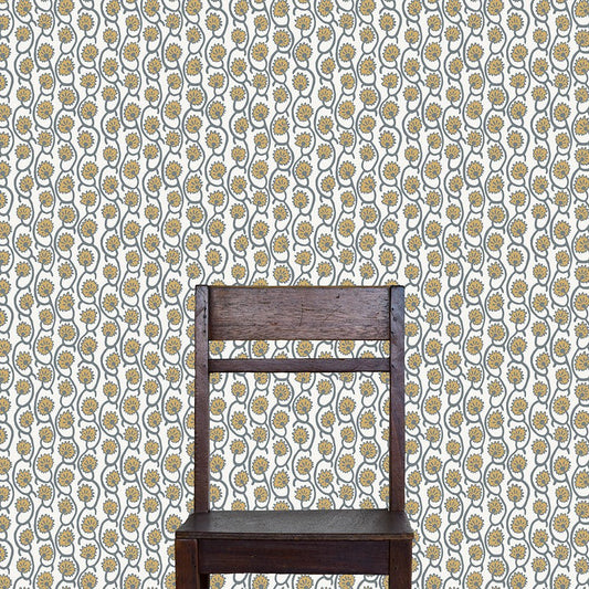 Geranium Stripe Wallpaper - Bude Blue - Smith Yellow - Kempton White - Josephine Munsey - GER-024-019-045 - Premier Wallcovering