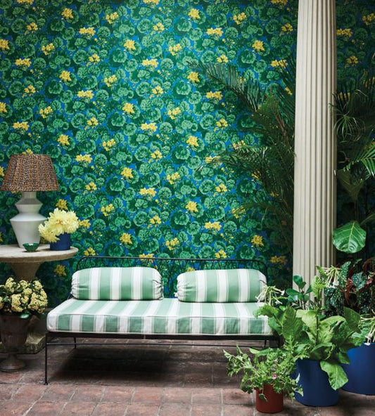 Geranium Wallpaper - White & Sage on Seafoam - 117/11035 - Cole & Son - Premier Wallcovering