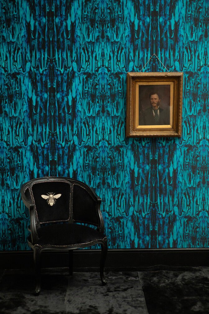 Gerhard Gum Foil Wallpaper - Blue - Timorous Beasties - FOIL/GGUM/BLU/02 - Premier Wallcovering