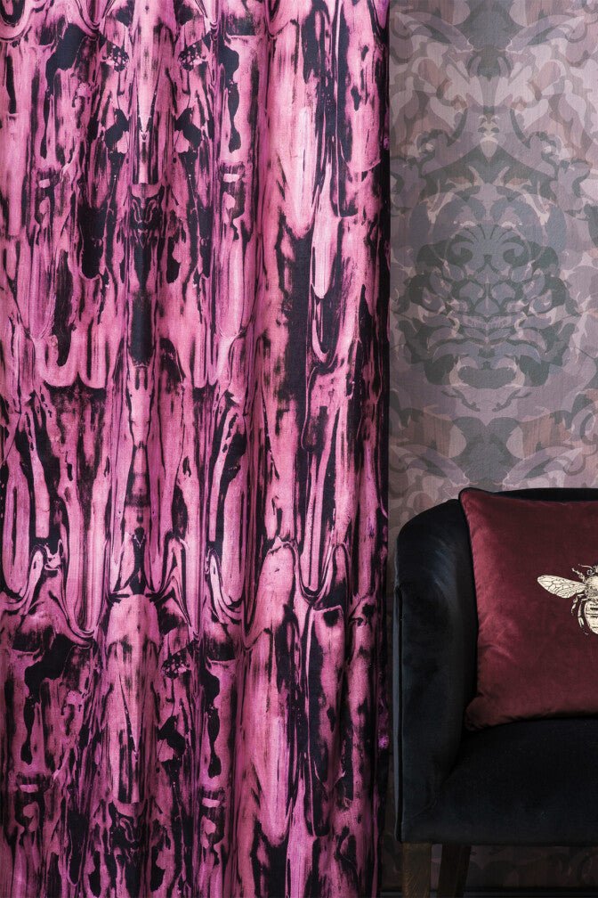 Gerhard Gum Velvet Fabric - Sangria - Timorous Beasties - DIGI/GGUM/40101/03 - Premier Wallcovering