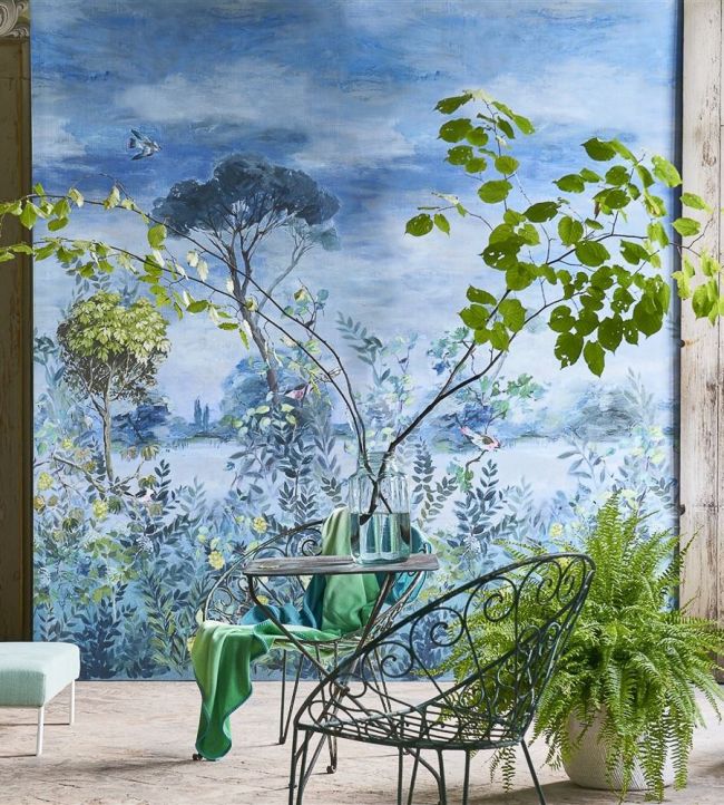 Giardino Segreto Scene 2 Wallpaper - Delft - PDG1057/01 - Designers Guild - Premier Wallcovering
