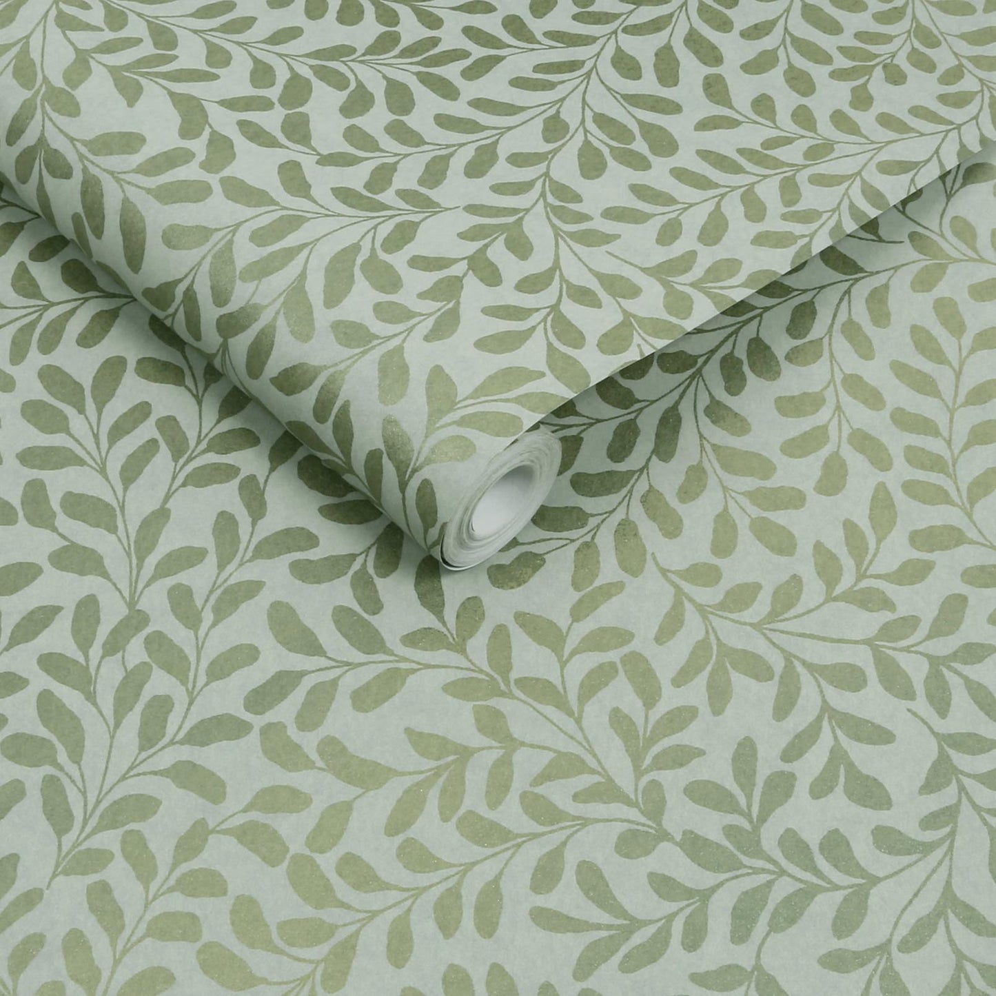 Gilded Leaf Wallpaper - Leaf Sage & Pale Gold - Graham & Brown - 130369 - Premier Wallcovering