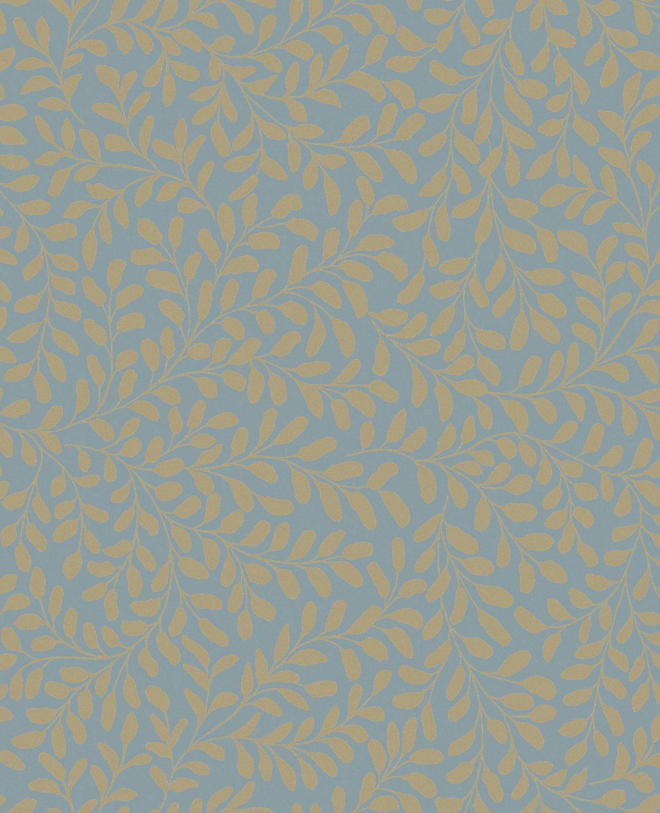 Gilded Leaf Wallpaper - Sky Blue & Pale Gold - Graham & Brown - 130368 - Premier Wallcovering