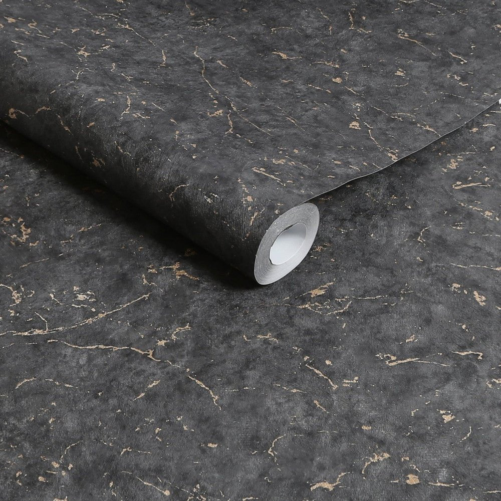 Gilded Plaster Wallpaper - Black & Gold - Superfresco Easy - 125063 - Premier Wallcovering