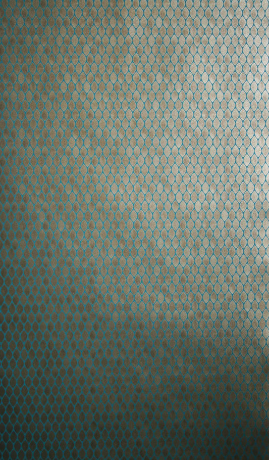 Gilty Wallpaper - Gold/Blue - Nina Campbell - NCW4023 - 06 - Premier Wallcovering