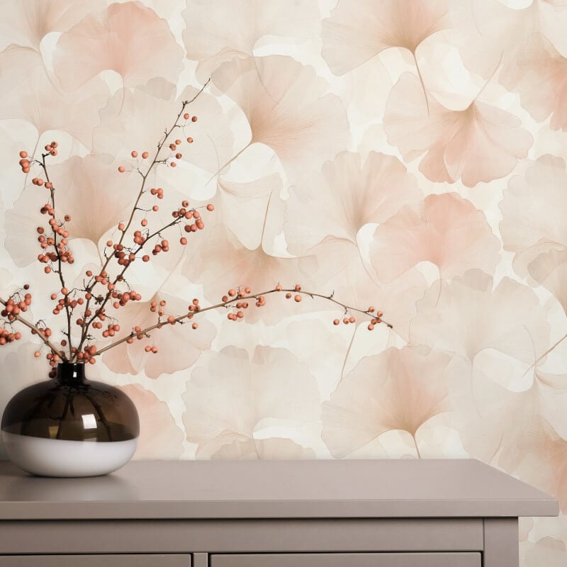 Ginko Dream Floral Metallic Wallpaper - Rose - Erismann - 10470 - 05 - Premier Wallcovering