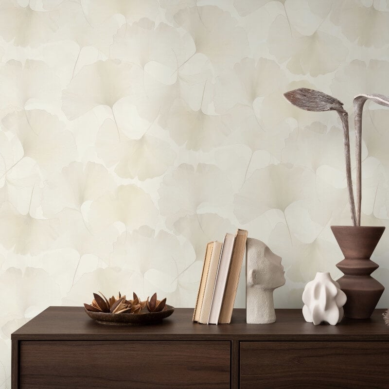 Ginko Dream Floral Metallic Wallpaper - Cream - Erismann - 10470 - 14 - Premier Wallcovering