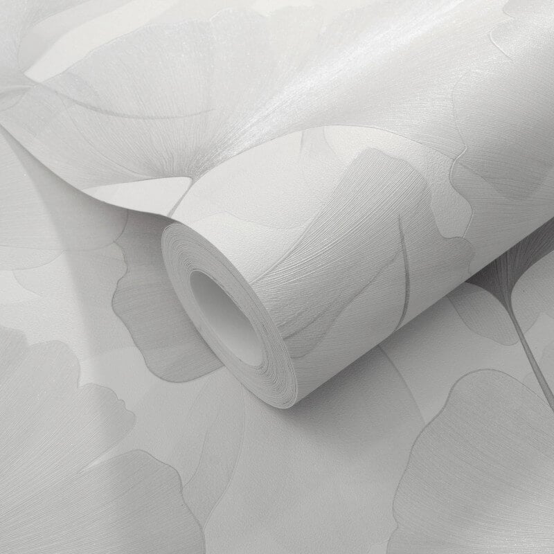 Ginko Dream Floral Metallic Wallpaper - White/Grey - Erismann - 10470 - 31 - Premier Wallcovering
