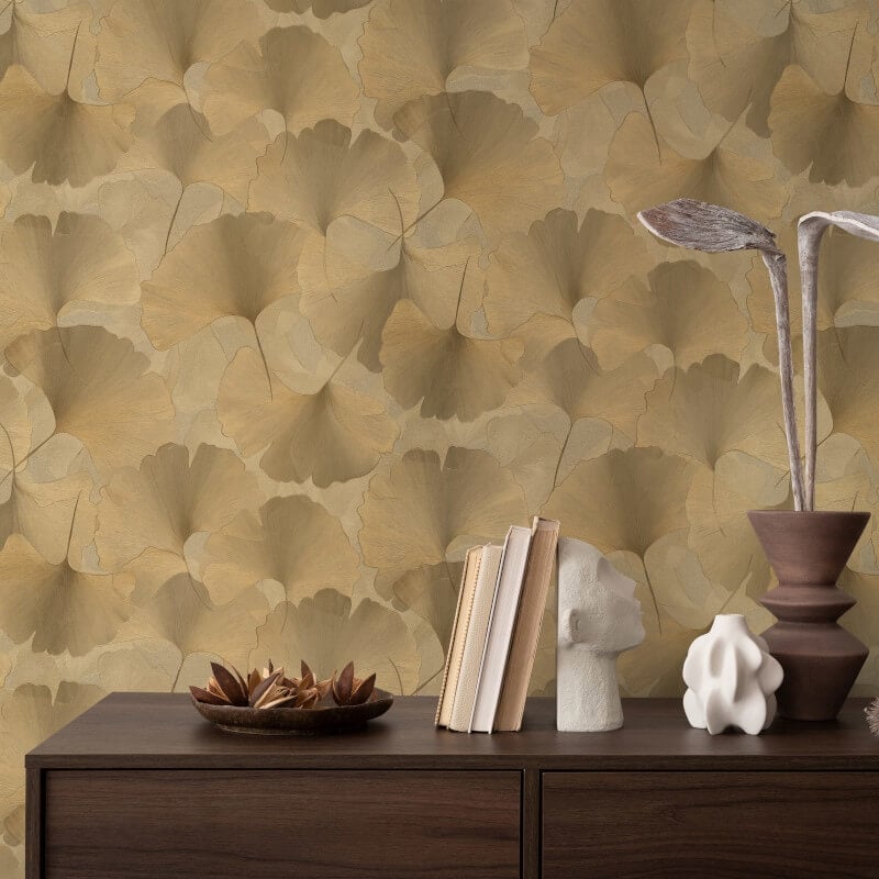 Ginko Dream Floral Metallic Wallpaper - Gold - Erismann - 10470 - 30 - Premier Wallcovering