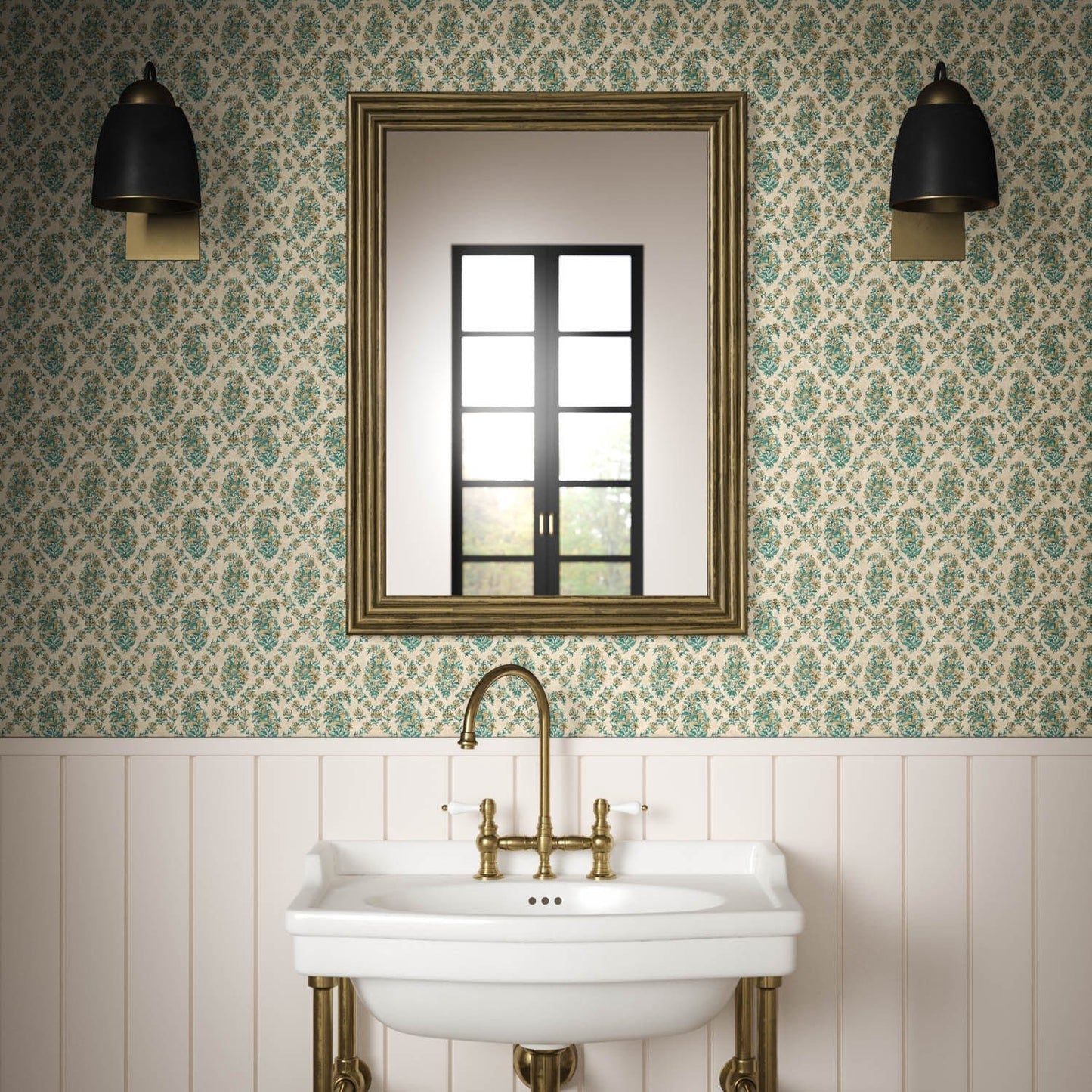 Giverny Wallpaper - Teal - Warner House - Premier Wallcovering
