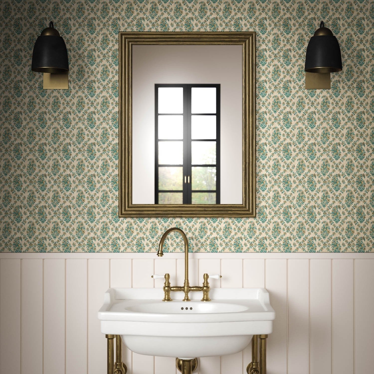 Giverny Wallpaper - Teal - Warner House - Premier Wallcovering