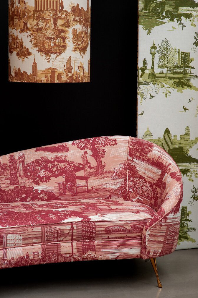 Glasgow Toile Fabric - Red - Timorous Beasties - GTOIL/LU/01/RD - Premier Wallcovering