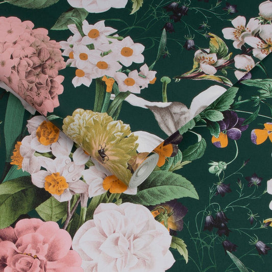 Glasshouse Flora Wallpaper - Emerald - Graham & Brown - 113963 - Premier Wallcovering