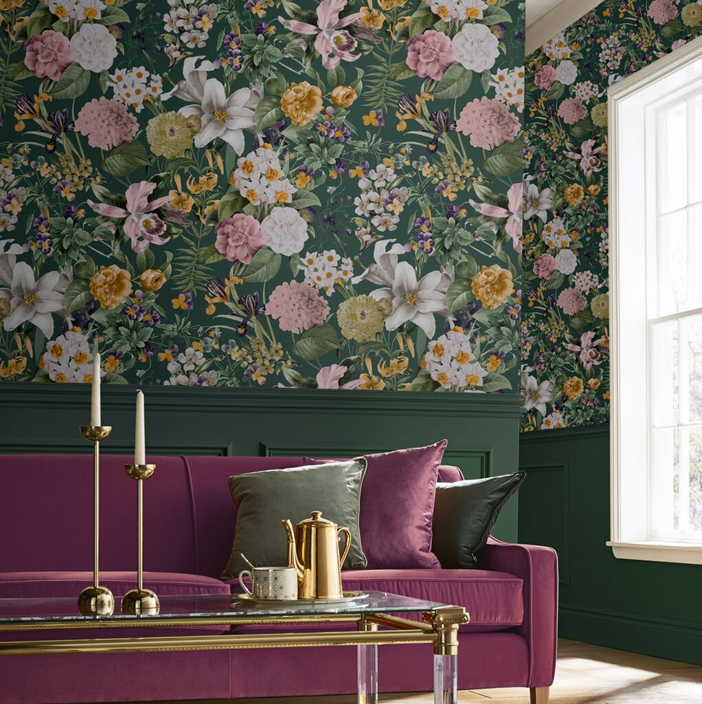 Glasshouse Flora Wallpaper - Emerald - Graham & Brown - 113963 - Premier Wallcovering
