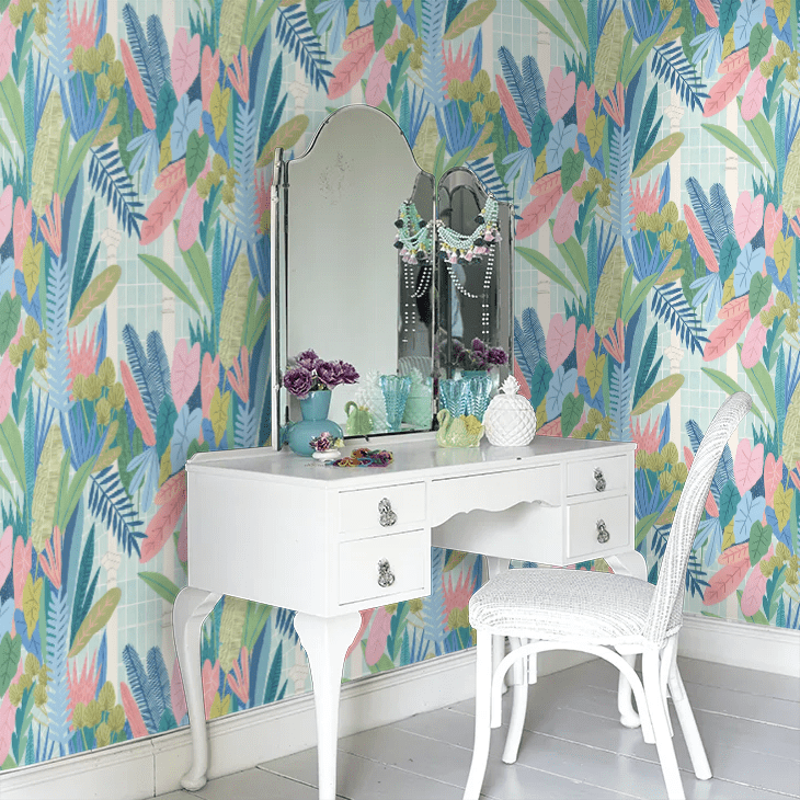 Glasshouse Wallpaper - Indigo & Pink - Ohpopsi - GHS50151W - Premier Wallcovering