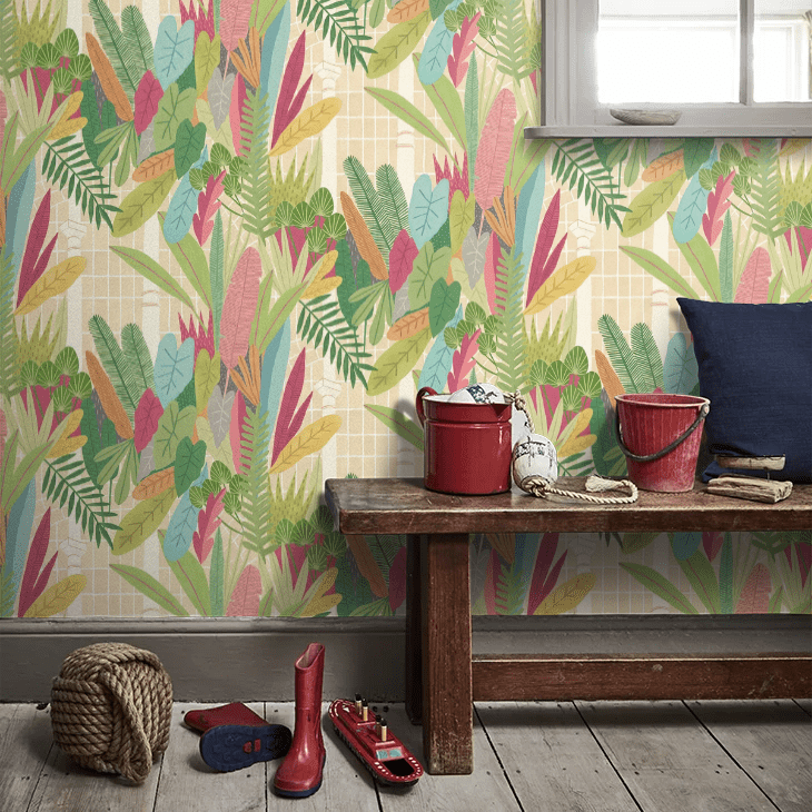 Glasshouse Wallpaper - Emerald & Coral - Ohpopsi - GHS50153W - Premier Wallcovering