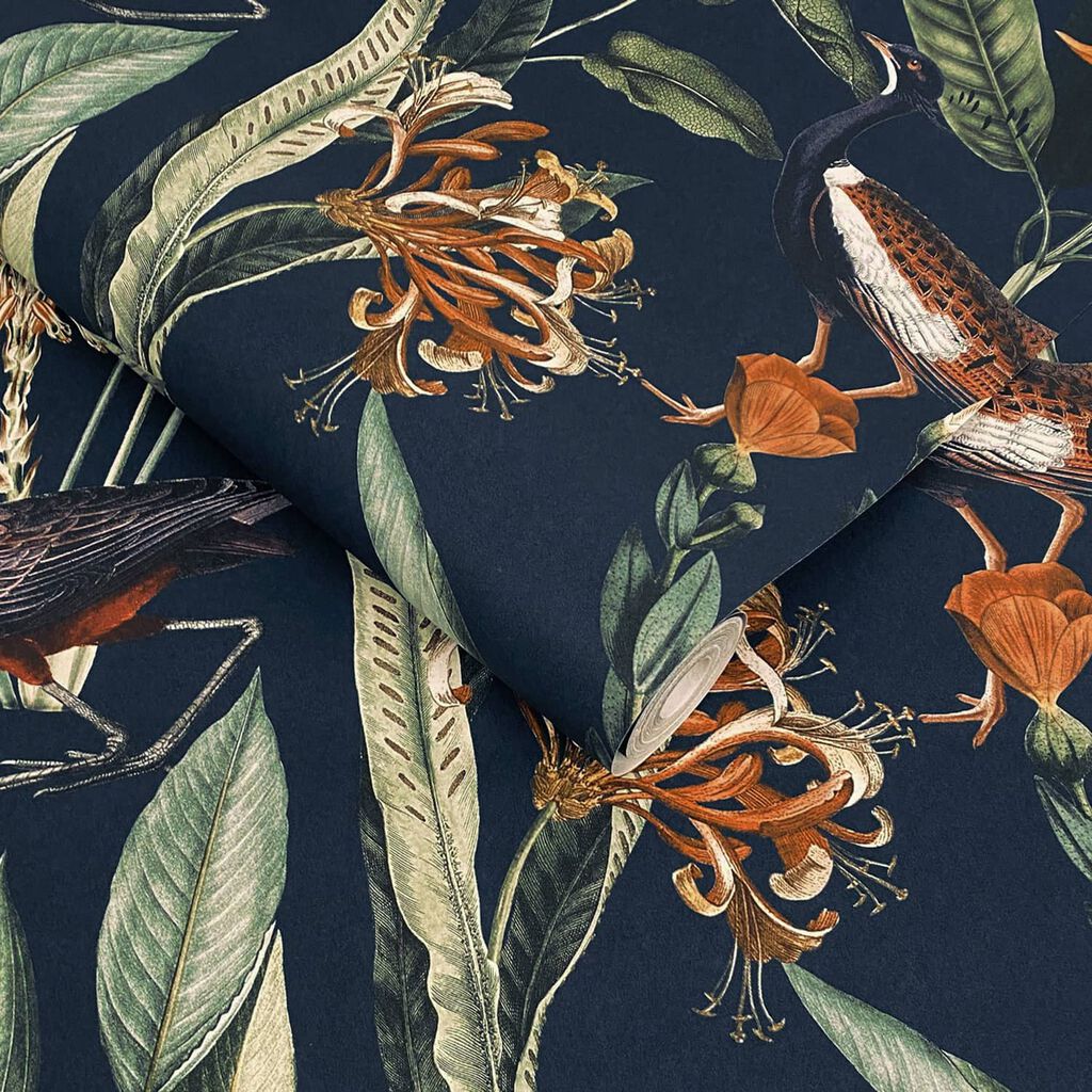 Glasshouse Wallpaper - Navy - Graham & Brown - 119884 - Premier Wallcovering