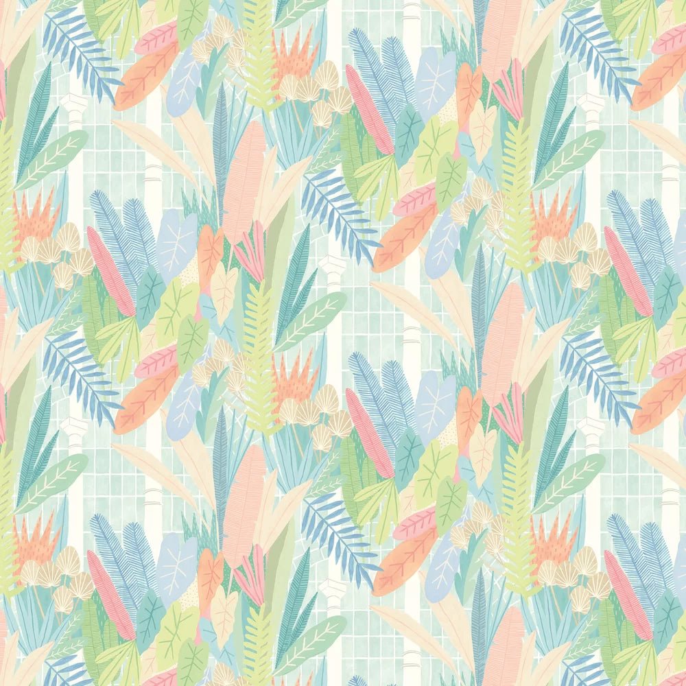 Glasshouse Wallpaper - Coral & Mint - Ohpopsi - GHS50150W - Premier Wallcovering