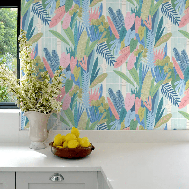 Glasshouse Wallpaper - Indigo & Pink - Ohpopsi - GHS50151W - Premier Wallcovering