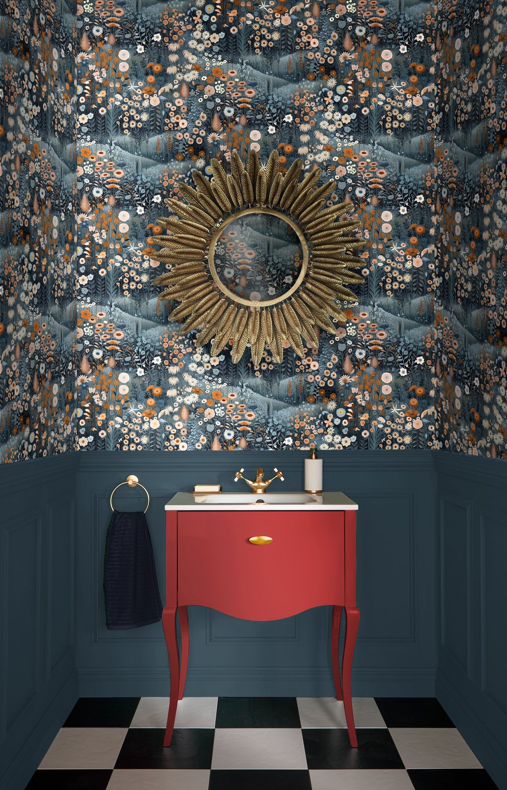 Glenwhan Wildflower Wallpaper - Midnight - Graham & Brown - 127927 - Premier Wallcovering