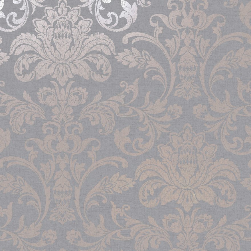 Glistening Damask Wallpaper - Rosegold/Grey - Holden Décor - 12712 - Premier Wallcovering