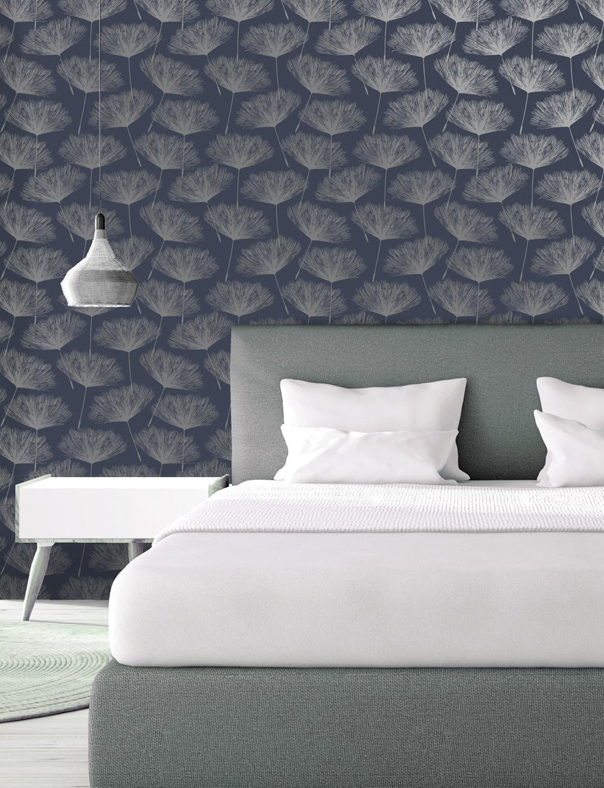 Glistening Fleur Wallpaper - Navy - Holden Décor - 12922 - Premier Wallcovering