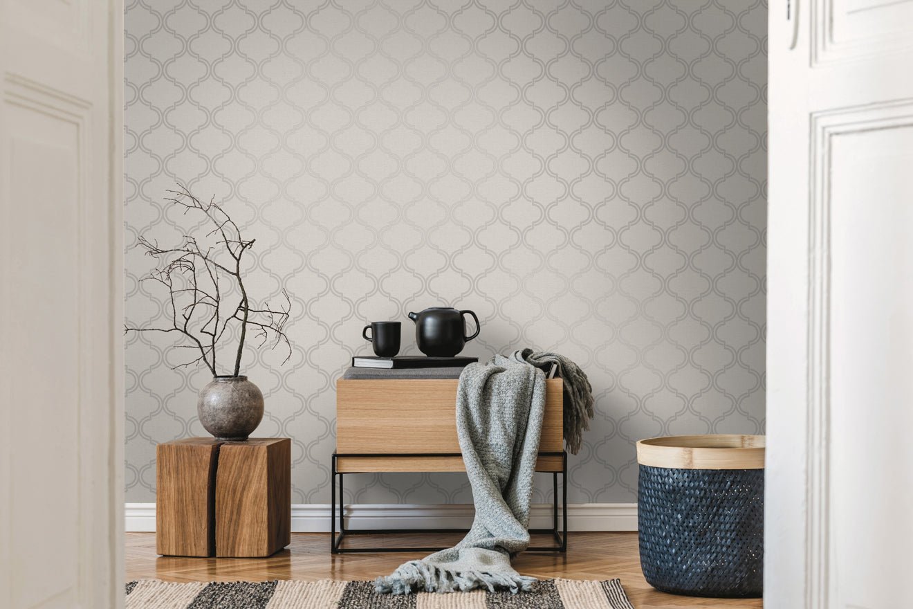 Glistening Geo Wallpaper - Grey/Silver - Holden Décor - 12750 - Premier Wallcovering