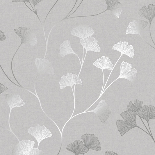 Glistening Ginkgo Wallpaper - Grey/Silver - Holden Décor - 12700 - Premier Wallcovering