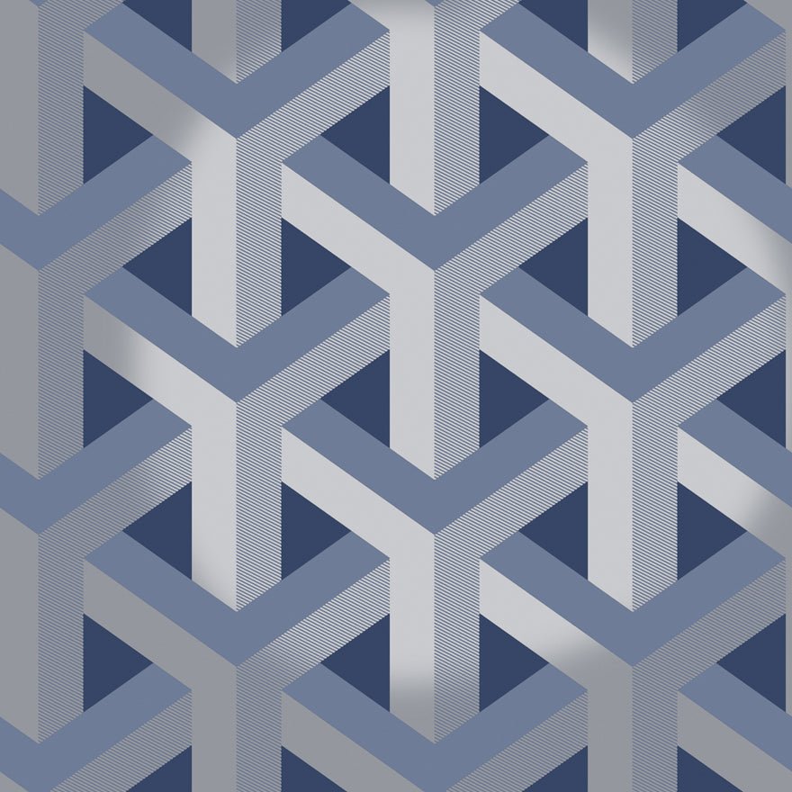 Glistening Trident Geo Wallpaper - Navy - Holden Décor - 12810 - Premier Wallcovering
