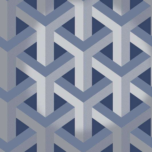 Glistening Trident Geo Wallpaper - Navy - Holden Décor - 12810 - Premier Wallcovering