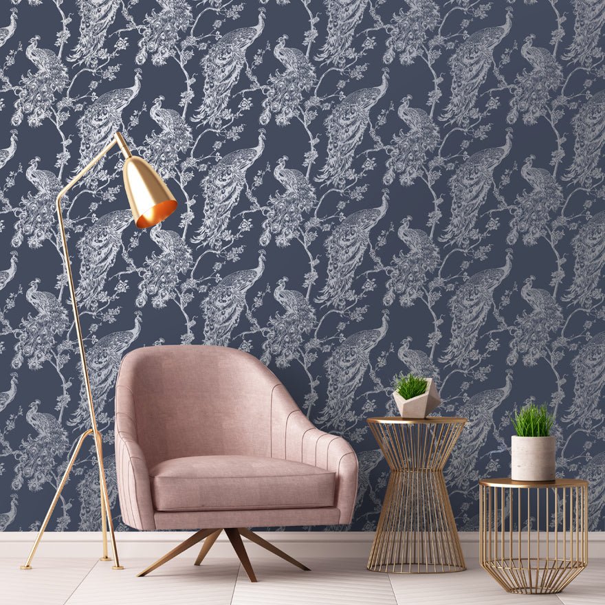 Glistening Wallpaper - Peacock Navy - Holden Décor - 12960 - Premier Wallcovering