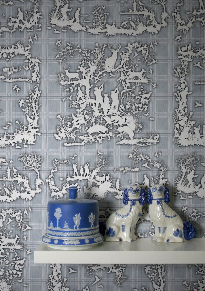 Glorious Twelfth Wallpaper - Blue - Timorous Beasties - TB/GLTW/MICA/03 - Premier Wallcovering