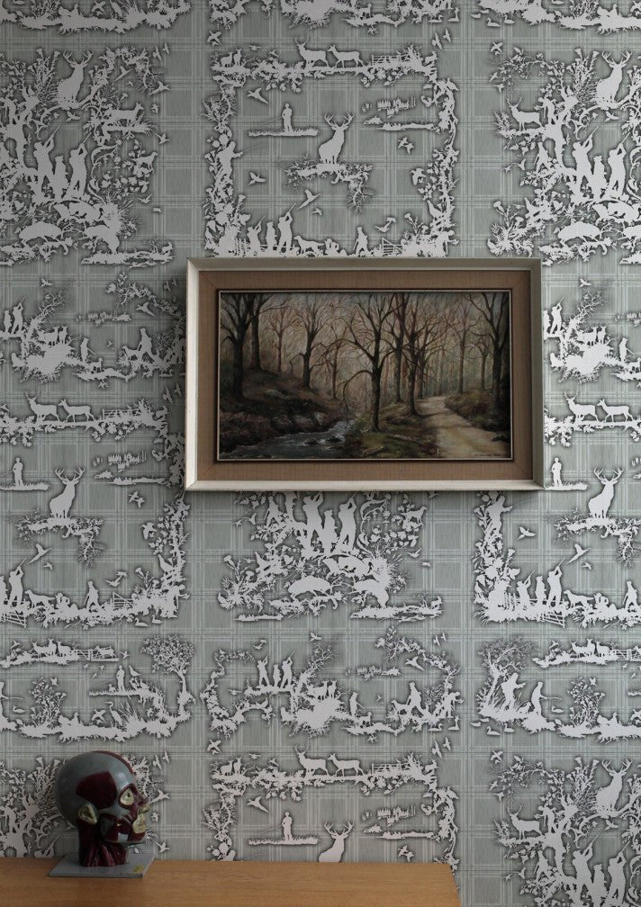 Glorious Twelfth Wallpaper - Grey - Timorous Beasties - TB/GLTW/MICA/02 - Premier Wallcovering