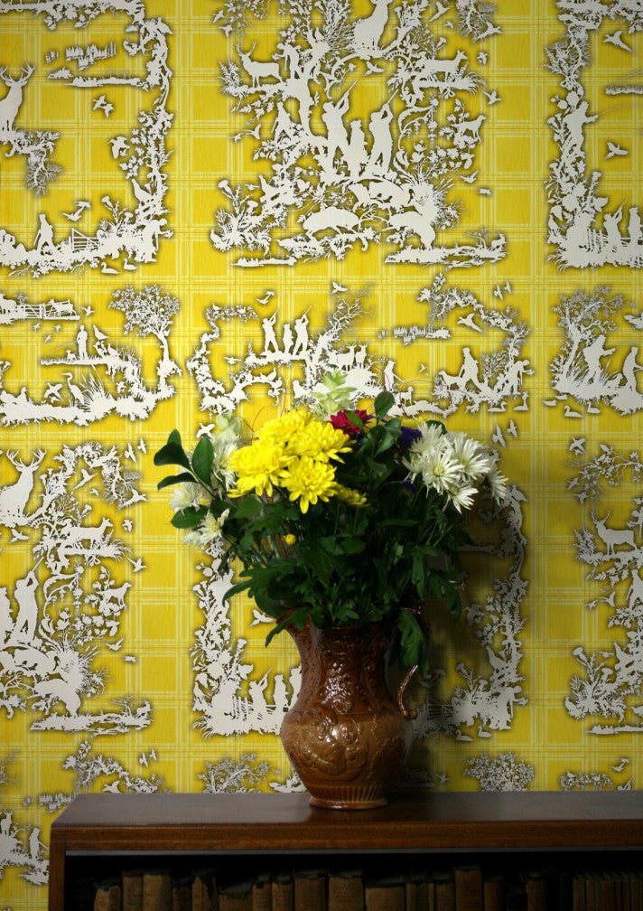 Glorious Twelfth Wallpaper - Yellow - Timorous Beasties - TB/GLTW/MICA/06 - Premier Wallcovering