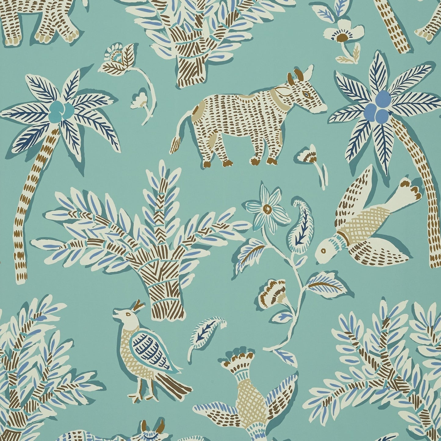 Goa Wallpaper - Teal - Thibaut - T88723 - Premier Wallcovering
