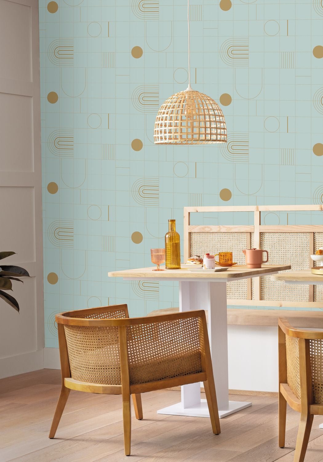 Golden Curves Wallpaper - Smoke Blue - Caselio - 102706027 - Premier Wallcovering